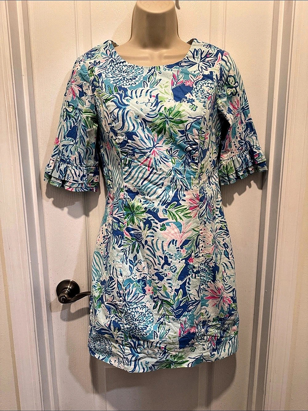 Lilly Pulitzer Regina Dress Floral Mini Blue & Pink
